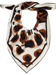 Spring Leopard Print Scarf, Multi - occasions: casual, evening, work, occasion; predominant colour: multicoloured; type of pattern: standard; style: square; size: standard; material: silk; pattern: animal print; trends: statement prints