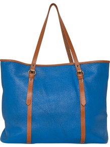 Portobello Shopper - predominant colour: diva blue; occasions: casual, work, holiday; style: tote; length: shoulder (tucks under arm); size: standard; material: leather; pattern: plain; finish: plain; embellishment: buckles