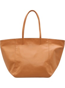 Stitch Detail Tote, Tan - predominant colour: camel; occasions: casual, work, holiday; style: tote; length: shoulder (tucks under arm); size: oversized; material: faux leather; pattern: plain; finish: plain