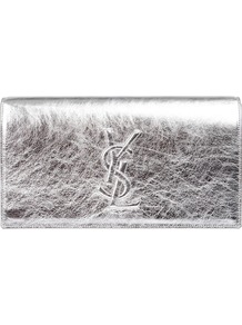 'Belle De Jour' Clutch - predominant colour: silver; occasions: evening, occasion; type of pattern: standard; style: clutch; length: hand carry; size: standard; material: leather; pattern: plain; trends: metallics; finish: metallic