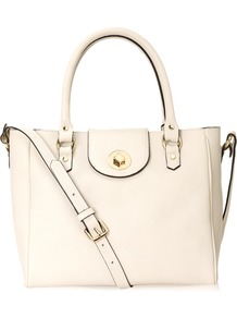 Burlington Bag - predominant colour: ivory; occasions: casual, evening, work, holiday; type of pattern: light; style: tote; length: handle; size: standard; material: leather; pattern: plain; finish: plain
