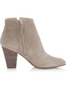 Kir Royal Suede Ankle Boot - predominant colour: stone; occasions: casual, work; material: suede; heel height: mid; embellishment: zips; heel: block; toe: round toe; boot length: ankle boot; style: standard; finish: plain; pattern: plain