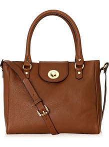 Burlington Bag - predominant colour: tan; occasions: casual, evening, work; type of pattern: standard; style: tote; length: handle; size: standard; material: leather; embellishment: studs, buckles, chain/metal; pattern: plain; finish: plain
