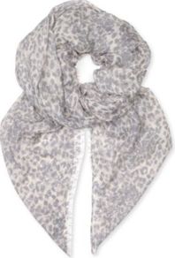 Scribbly Leopard Modal Scarf - predominant colour: light grey; occasions: casual, evening, work; type of pattern: standard; style: square; size: standard; material: fabric; embellishment: fringing; pattern: animal print, two-tone; trends: statement prints