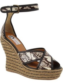 Legion Espadrille Wedge Sandals - predominant colour: tan; occasions: casual, holiday; material: leather; heel height: high; embellishment: buckles; ankle detail: ankle strap; heel: wedge; toe: open toe/peeptoe; style: standard; finish: plain; pattern: animal print