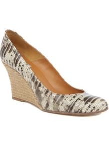 Hope Espadrille Wedge Courts - predominant colour: stone; occasions: casual, evening, work, holiday; material: leather; heel height: high; heel: wedge; toe: round toe; style: courts; finish: plain; pattern: animal print