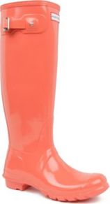 Original Gloss Tall Wellies - predominant colour: coral; occasions: casual; material: plastic/rubber; heel height: flat; embellishment: buckles; heel: standard; toe: round toe; boot length: knee; style: wellies; trends: fluorescent; finish: patent; pattern: plain