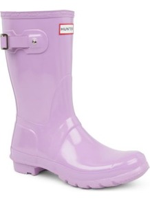 Original Gloss Short Wellies - predominant colour: lilac; occasions: casual; material: plastic/rubber; heel height: flat; embellishment: buckles; heel: block; toe: round toe; boot length: mid calf; style: wellies; finish: patent; pattern: plain