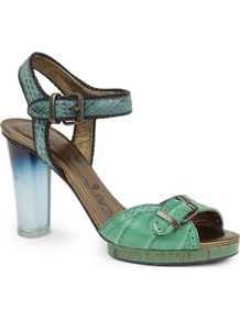 Batton Oxf Leather Sandals - predominant colour: pistachio; occasions: casual, evening, occasion, holiday; material: leather; heel height: high; embellishment: buckles; ankle detail: ankle strap; heel: block; toe: open toe/peeptoe; style: standard; finish: plain; pattern: animal print, plain, colourblock