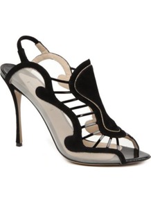 Tammy Suede Sandals - predominant colour: black; occasions: evening, occasion; material: suede; heel height: high; ankle detail: ankle strap; heel: stiletto; toe: open toe/peeptoe; style: strappy; trends: modern geometrics; finish: plain; pattern: plain, striped