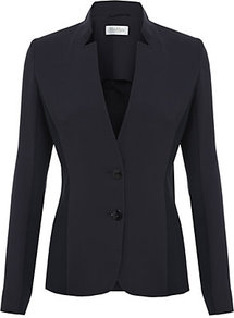 Leandro Jacket - pattern: plain; style: single breasted blazer; collar: standard lapel/rever collar; predominant colour: navy; occasions: evening, work; length: standard; fit: tailored/fitted; fibres: polyester/polyamide - mix; sleeve length: long sleeve; sleeve style: standard; collar break: low/open; pattern type: fabric; pattern size: standard; texture group: woven light midweight