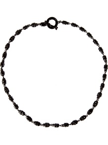 Black Miniature Skull Necklace - predominant colour: black; occasions: casual, evening, work; style: standard; length: short; size: standard; material: chain/metal; finish: plain; embellishment: beading