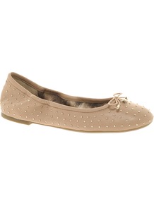 Leather Frankie Shoe - predominant colour: taupe; occasions: casual, evening, work; material: leather; heel height: flat; embellishment: studs; toe: round toe; style: ballerinas / pumps; finish: plain; pattern: plain