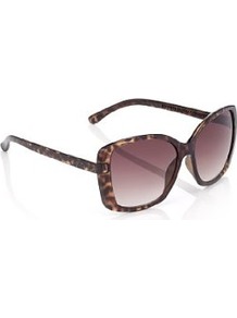 Animal Flocked Tinted Sunglasses - predominant colour: chocolate brown; occasions: casual, holiday; style: square; size: large; material: plastic/rubber; pattern: animal print; finish: plain