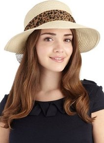 Animal Print Scarf Trim Hat - predominant colour: stone; occasions: casual, holiday; type of pattern: light; style: sunhat; size: standard; material: macrame/raffia/straw; embellishment: ribbon; pattern: animal print, plain