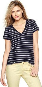 Essential Multi Stripe V Neck T - neckline: v-neck; pattern: horizontal stripes; bust detail: added detail/embellishment at bust; style: t-shirt; secondary colour: nude; predominant colour: mid grey; occasions: casual, holiday; length: standard; fibres: cotton - 100%; fit: body skimming; sleeve length: short sleeve; sleeve style: standard; texture group: cotton feel fabrics; trends: striking stripes; pattern type: fabric; pattern size: standard