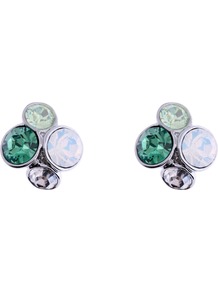 Lynda Green Jewel Cluster Stud Earrings, Green - predominant colour: emerald green; occasions: evening, work, occasion; style: stud; length: short; size: small; material: chain/metal; fastening: pierced; finish: metallic; embellishment: crystals, jewels