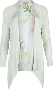 Women's Cleme Wallpaper Print Wrap, Mint - pattern: plain, patterned/print; neckline: waterfall neck; length: below the bottom; style: open front; predominant colour: pistachio; occasions: casual, work; fibres: polyester/polyamide - 100%; fit: loose; sleeve length: long sleeve; sleeve style: standard; pattern type: fabric; pattern size: big & light; texture group: jersey - stretchy/drapey