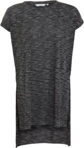 Dark Grey Side Split Slub Tunic - sleeve style: capped; pattern: plain, patterned/print; length: below the bottom; style: tunic; predominant colour: charcoal; occasions: casual; fibres: polyester/polyamide - mix; fit: loose; neckline: crew; back detail: longer hem at back than at front; sleeve length: short sleeve; trends: volume; pattern type: fabric; pattern size: small & light; texture group: jersey - stretchy/drapey