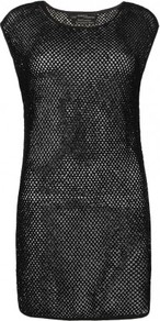 Cilia Tee Dress - style: t-shirt; length: mid thigh; neckline: round neck; sleeve style: capped; pattern: plain; predominant colour: black; occasions: casual, evening; fit: body skimming; fibres: cotton - 100%; sleeve length: sleeveless; pattern type: fabric; texture group: net/tulle