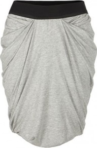 Elise Skirt - pattern: plain; style: tulip; fit: body skimming; waist detail: elasticated waist; waist: mid/regular rise; predominant colour: light grey; occasions: casual; length: just above the knee; fibres: cotton - mix; hip detail: ruching/gathering at hip; pattern type: fabric; texture group: jersey - stretchy/drapey