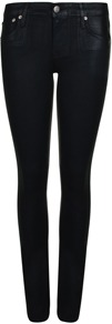 Resin Skinny Jeans - style: skinny leg; length: standard; pattern: plain; pocket detail: traditional 5 pocket; waist: mid/regular rise; predominant colour: black; occasions: casual, evening, work; fibres: cotton - mix; jeans detail: dark wash; texture group: denim; pattern type: fabric; pattern size: standard