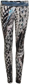 Feather Print Leggings - length: standard; style: leggings; waist detail: elasticated waist; waist: mid/regular rise; occasions: casual, evening; fibres: polyester/polyamide - stretch; hip detail: fitted at hip (bottoms); predominant colour: multicoloured; texture group: jersey - clingy; trends: statement prints; fit: skinny/tight leg; pattern type: fabric; pattern size: big & busy; pattern: patterned/print