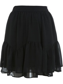 Black Chiffon Mini Skirt - length: mini; pattern: plain; fit: loose/voluminous; waist: mid/regular rise; predominant colour: black; occasions: casual, evening, work; style: mini skirt; fibres: polyester/polyamide - 100%; texture group: sheer fabrics/chiffon/organza etc.; pattern type: fabric