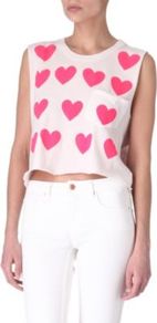 Baby Love Cropped Top - neckline: round neck; sleeve style: sleeveless; length: cropped; bust detail: pocket detail at bust; predominant colour: blush; occasions: casual; style: top; fibres: cotton - 100%; fit: body skimming; sleeve length: sleeveless; texture group: cotton feel fabrics; pattern type: fabric; pattern size: small & busy; pattern: patterned/print