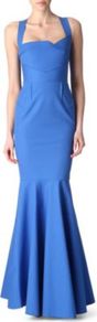 Lunenburg Gown - fit: tailored/fitted; pattern: plain; sleeve style: sleeveless; waist detail: fitted waist; neckline: sweetheart; back detail: low cut/open back; predominant colour: diva blue; occasions: evening, occasion; length: floor length; fibres: cotton - mix; style: fishtail; sleeve length: sleeveless; texture group: cotton feel fabrics; pattern type: fabric