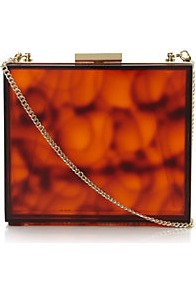 Epic Tortoise Shell Perspex Clutch Bag - predominant colour: chocolate brown; occasions: casual, evening, occasion; type of pattern: standard; style: clutch; length: hand carry; size: small; material: plastic/rubber; finish: plain; pattern: tortoiseshell; embellishment: chain/metal