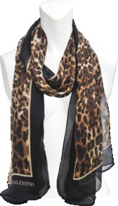 Satin Chiffon Animal Scarf - predominant colour: black; occasions: casual, evening, work, occasion; type of pattern: heavy; style: skinny; size: standard; material: silk; pattern: animal print; trends: statement prints