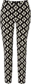 Women's Victoria Trousers, Grey - length: standard; pocket detail: small back pockets; waist: mid/regular rise; predominant colour: black; occasions: casual, work, holiday; fibres: cotton - stretch; hip detail: fitted at hip (bottoms); trends: high impact florals, statement prints; fit: slim leg; pattern type: fabric; pattern size: standard; pattern: patterned/print; texture group: jersey - stretchy/drapey; style: standard